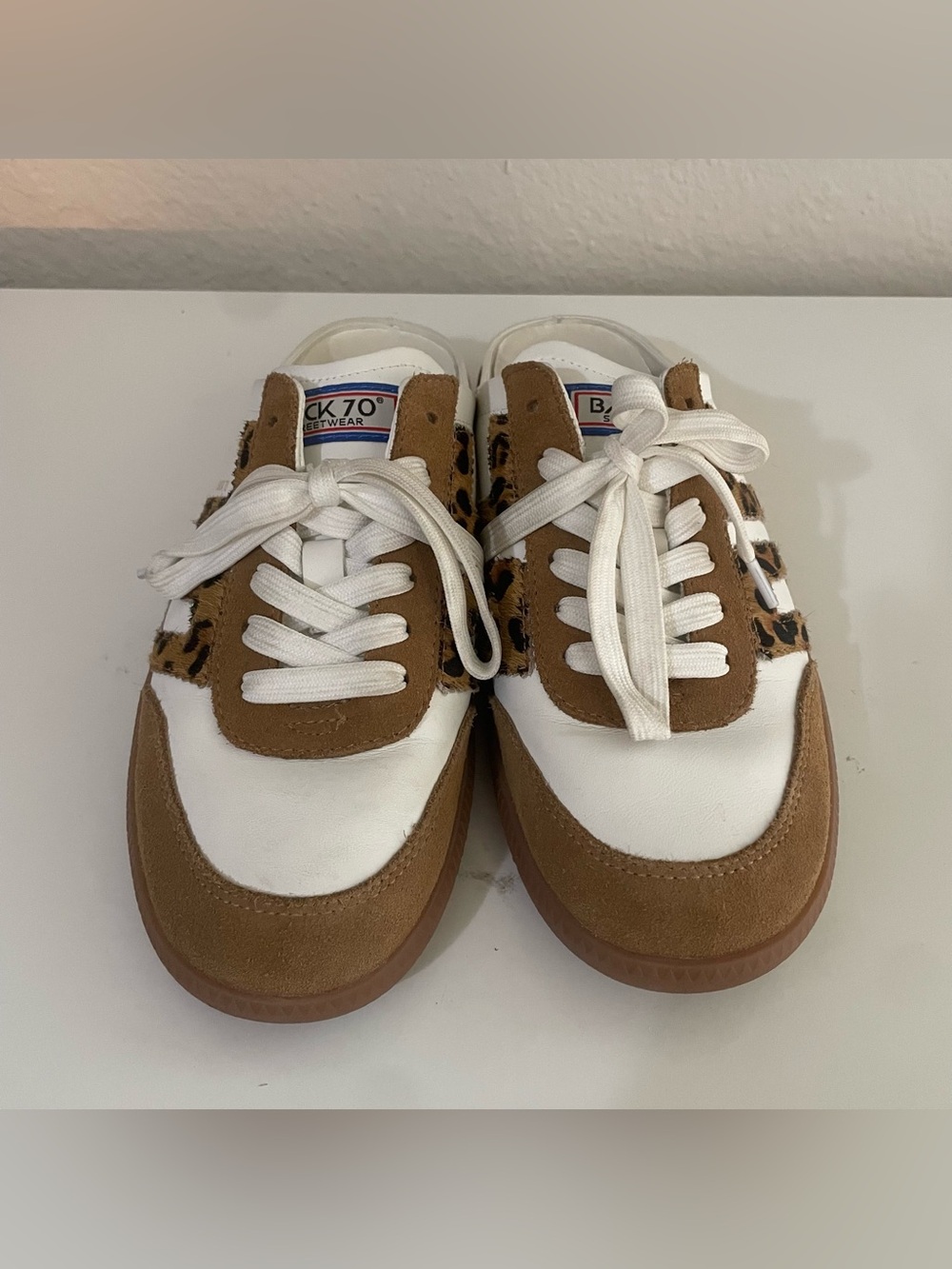 Anthropologie Back 70 Easter in White Leopard Backless Sneakers - Picture 4 of 13